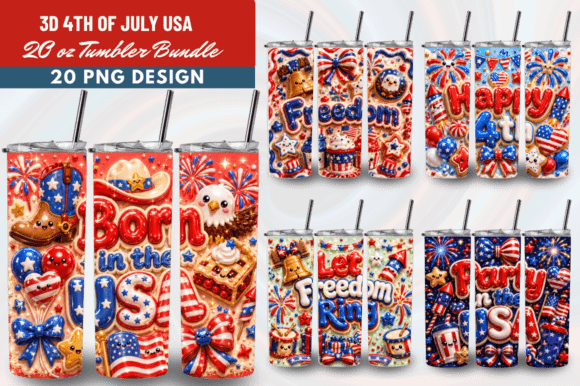 3D 4th of July USA Tumbler Wrap Bundle: A Versatile Design Solution for Custom Drinkware