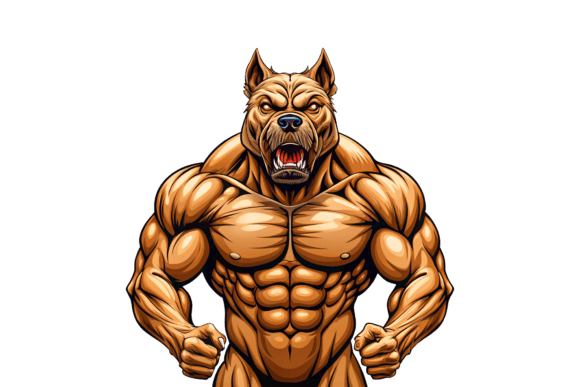 3D Dog Masculine Body Builder PNG Art for Creative Projects