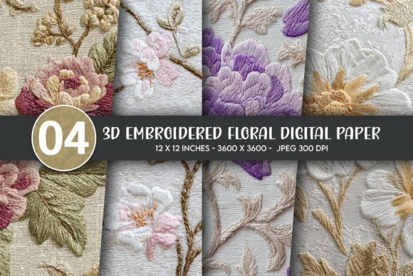 3D Embroidered Floral Digital Paper: Strategic Design Resource for Creative Professionals
