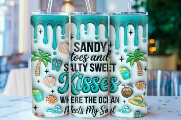 3D Inflated Summer Beach Tumbler Wrap PN: Elevating Sublimation Tumbler Design for Modern Creators