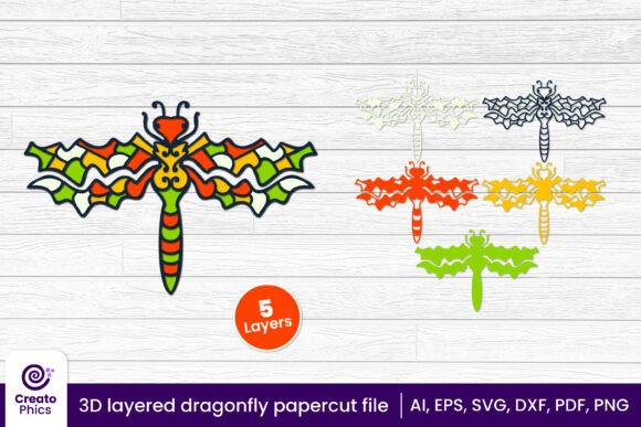 3D Layered Dragonfly Papercut SVG: A Versatile Craft Template for Stunning DIY Projects