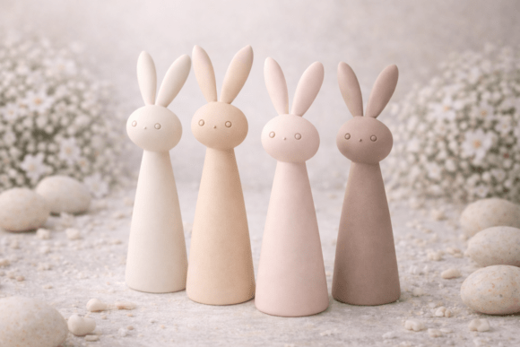 3D Minimalist Bunny Figurines STL 093: A Modern Touch for Easter Décor