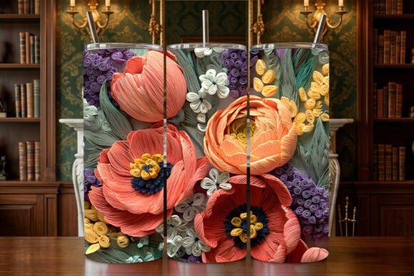 3D Paper Quilling Floral 20oz Skinny Design