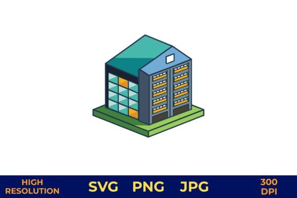 3D Server Rack Vector in Green and Blue: A Visual Asset for Modern Design and Communication