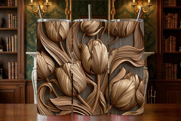 3D Wood Carved Tulip 20oz Skinny Tumbler: A Creative Canvas for Personalized Drinkware