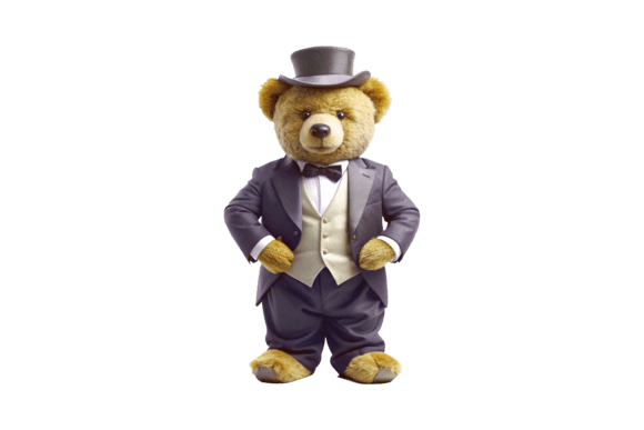Bear in a Suit Clipart 3D PNG