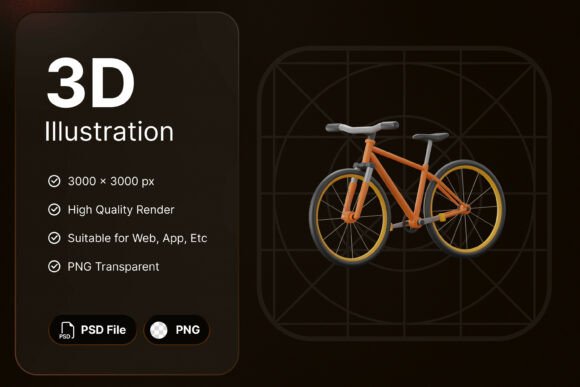 Biking 3D Icon: A Versatile Visual Asset for Active Lifestyle Branding