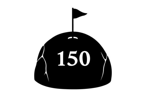 Black 3D Number 150 with Flag Marker On – A Dynamic Design Element for Creative Projects