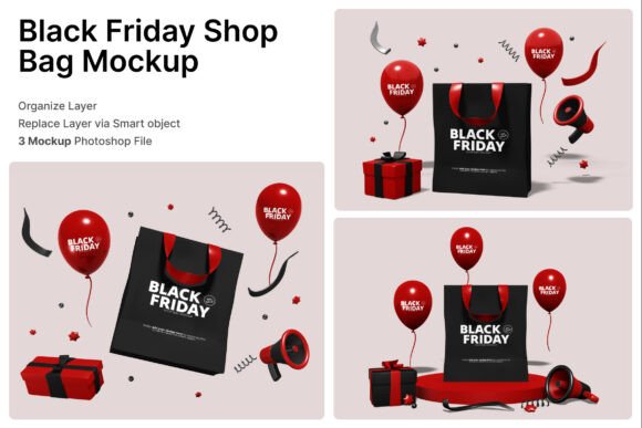 Black Friday Shop Bag 3D Mockup: A Visual Powerhouse for Retail and Marketing Campaigns