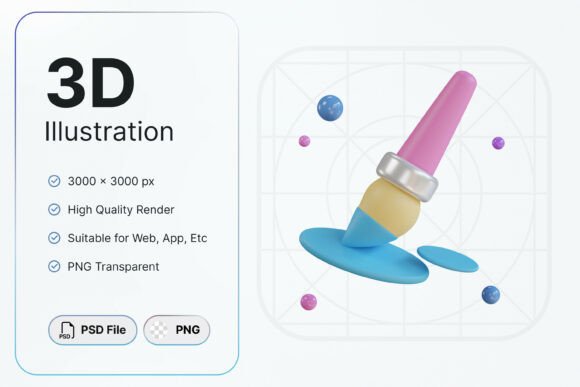 Brush Tools 3D Icons for Creative Workflows