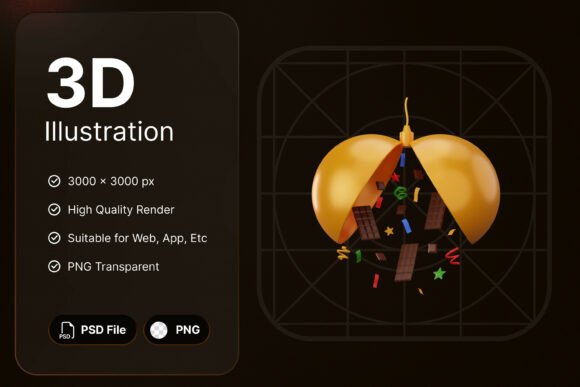 Chocolate Confetti 3D Icon: A Sweet Touch for Dessert Branding and Celebration Graphics