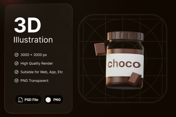 Chocolate Jam 3D Icon: A Versatile Visual Asset for Food and Dessert Branding