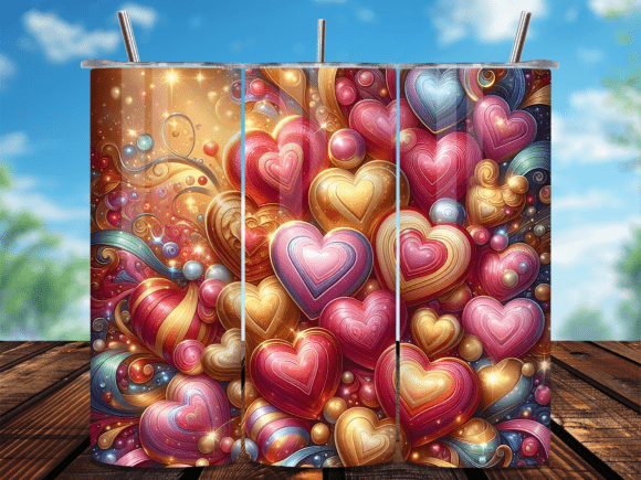Colorful 3D Glossy Hearts Tumbler Wrap