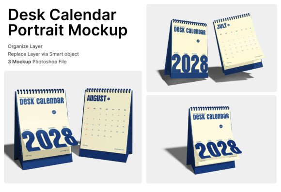 Desk Portrait Calendar 3D Mockup: A Realistic Tool for Office Branding and Presentation