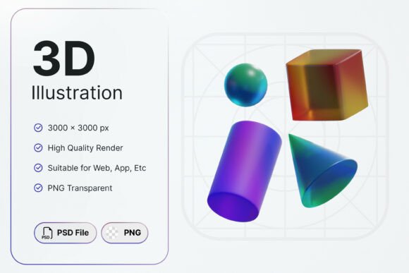 Glass Shape Fusion 3D Icons: Elevating Visual Design with Modern Geometric Elements