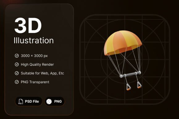 Parasailing 3D Icon: A Visual Asset for Adventure and Tourism Branding