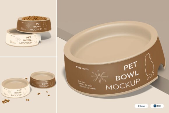 Pet Bowl 3D Mockup for Realistic Packaging Designs