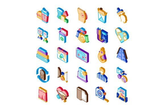 Strategic Use of the Collection of Isometric 3D Icons on White for Business and Design Professionals