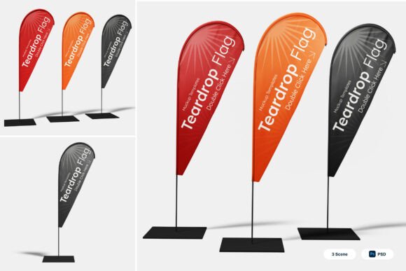 Teardrop Flag 3D Mockup for Dynamic Visual Branding