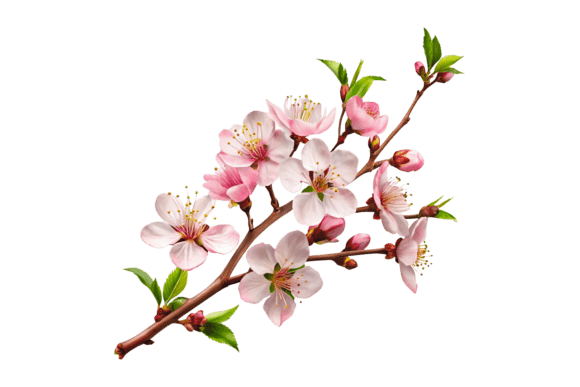 Unlocking Creativity with High-Quality Pink Flowers in a Branch Clipart 3D PNG