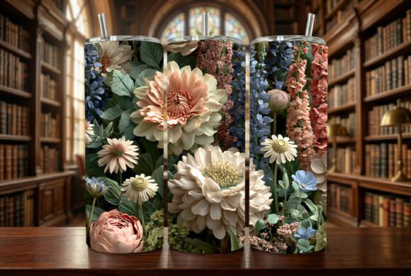 Vintage 3D Floral Garden Sublimation Design