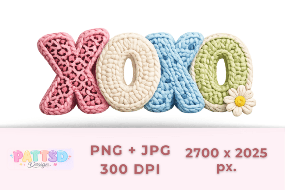 XOXO Knitted Love Word Design