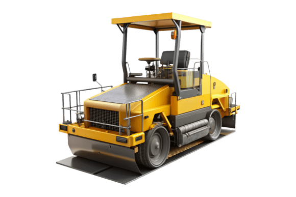 Yellow Road Roller 3D Rendering PNG: A Versatile Graphic for Design Projects